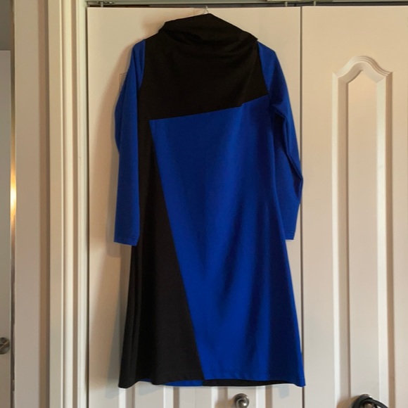 Knit dress blue & black color blocking - Picture 4 of 4